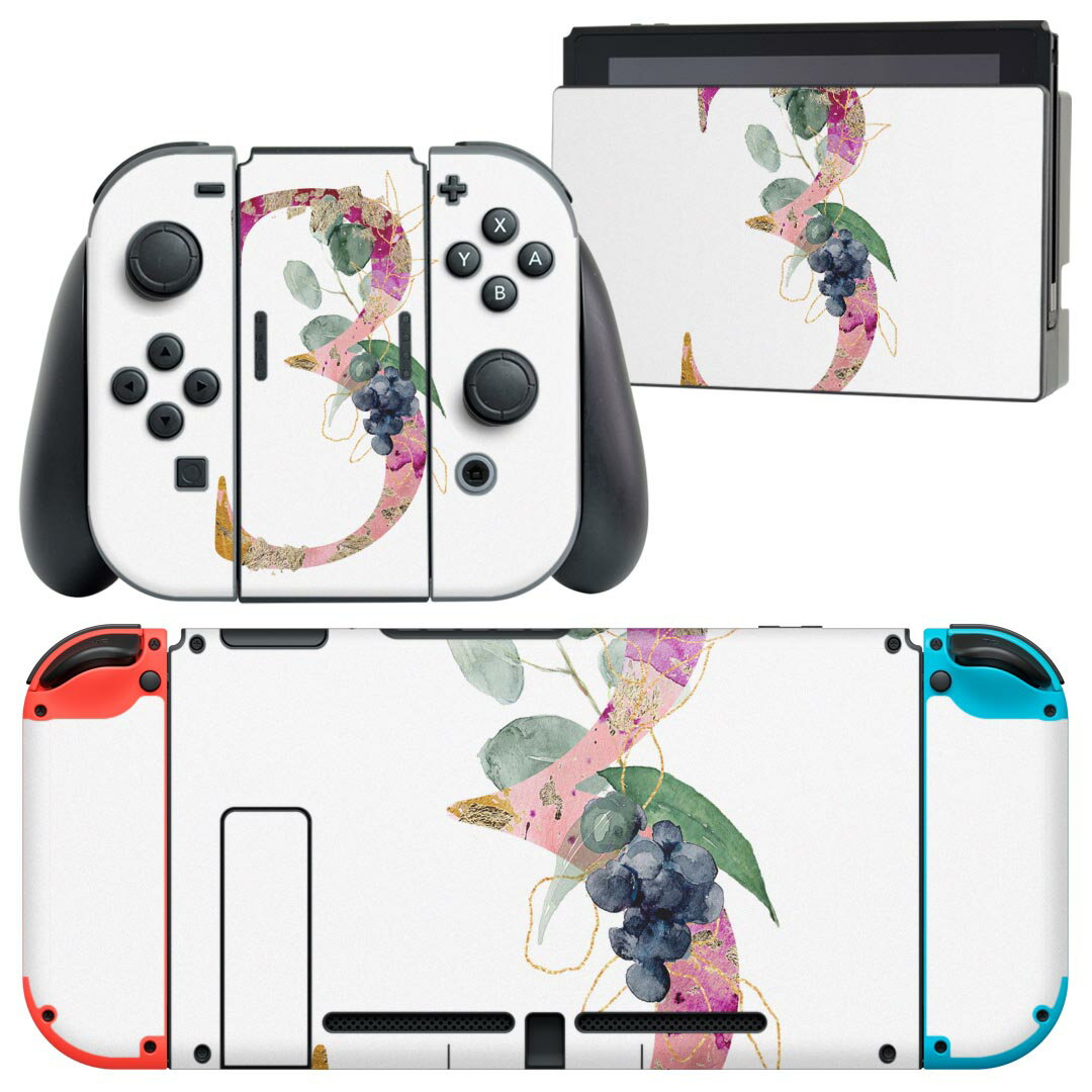 igsticker Nintendo Switch 用 デザインスキンシール 任天堂 ニンテンドー スイッチ 専用 本体ドック Joy-Con Joycon ジョイコン 専用 ゲーム機 カバー アクセサリー フィルム ステッカー 019682 フォント 文字 3