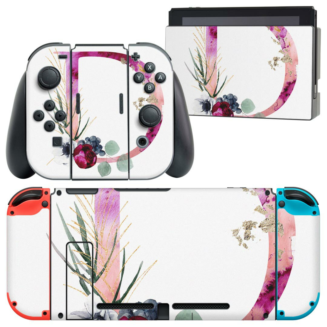 igsticker Nintendo Switch 用 デザインスキンシール 任天堂 ニンテンドー スイッチ 専用 本体ドック Joy-Con Joycon ジョイコン 専用 ゲーム機 カバー アクセサリー フィルム ステッカー 019692 フォント 文字 d アルファベット