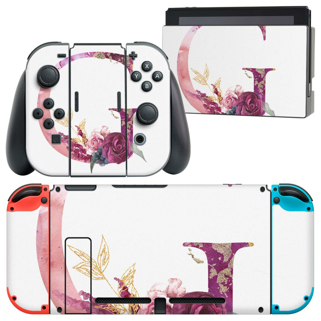 igsticker Nintendo Switch 用 デザインスキンシール 任天堂 ニンテンドー スイッチ 専用 本体ドック Joy-Con Joycon ジョイコン 専用 ゲーム機 カバー アクセサリー フィルム ステッカー 019695 フォント 文字 g アルファベット