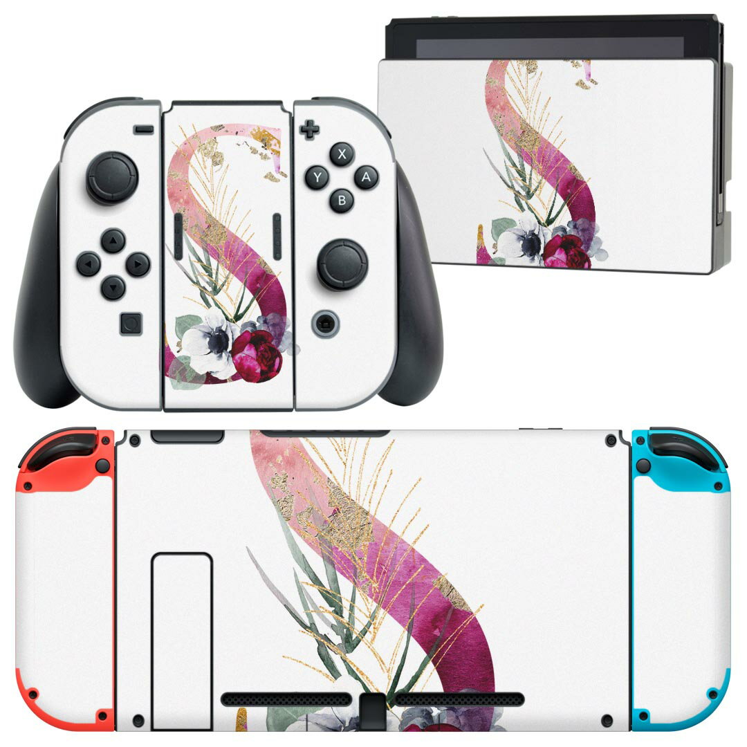 igsticker Nintendo Switch 用 デザインスキンシール 任天堂 ニンテンドー スイッチ 専用 本体ドック Joy-Con Joycon ジョイコン 専用 ゲーム機 カバー アクセサリー フィルム ステッカー 019707 フォント 文字 s アルファベット