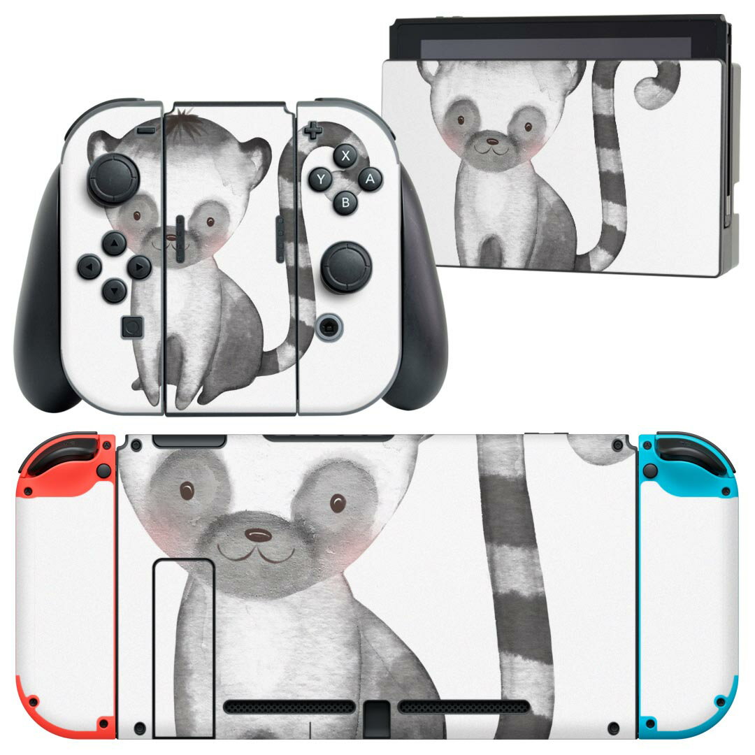 igsticker Nintendo Switch 用 デザインスキンシール 任天堂 ニンテンドー スイッチ 専用 本体ドック Joy-Con Joycon ジョイコン 専用 ゲーム機 カバー アクセサリー フィルム ステッカー 019766 デザイン 動物 かわいい 猿