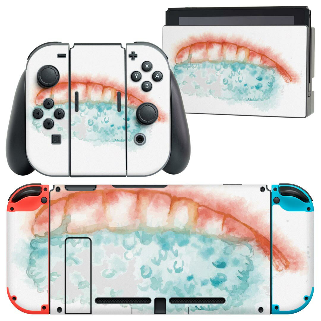 igsticker Nintendo Switch 用 デザインスキンシール 任天堂 ニンテンドー スイッチ 専用 本体ドック Joy-Con Joycon ジョイコン 専用 ゲーム機 カバー アクセサリー フィルム ステッカー 019849 寿司 お寿司 Sushi