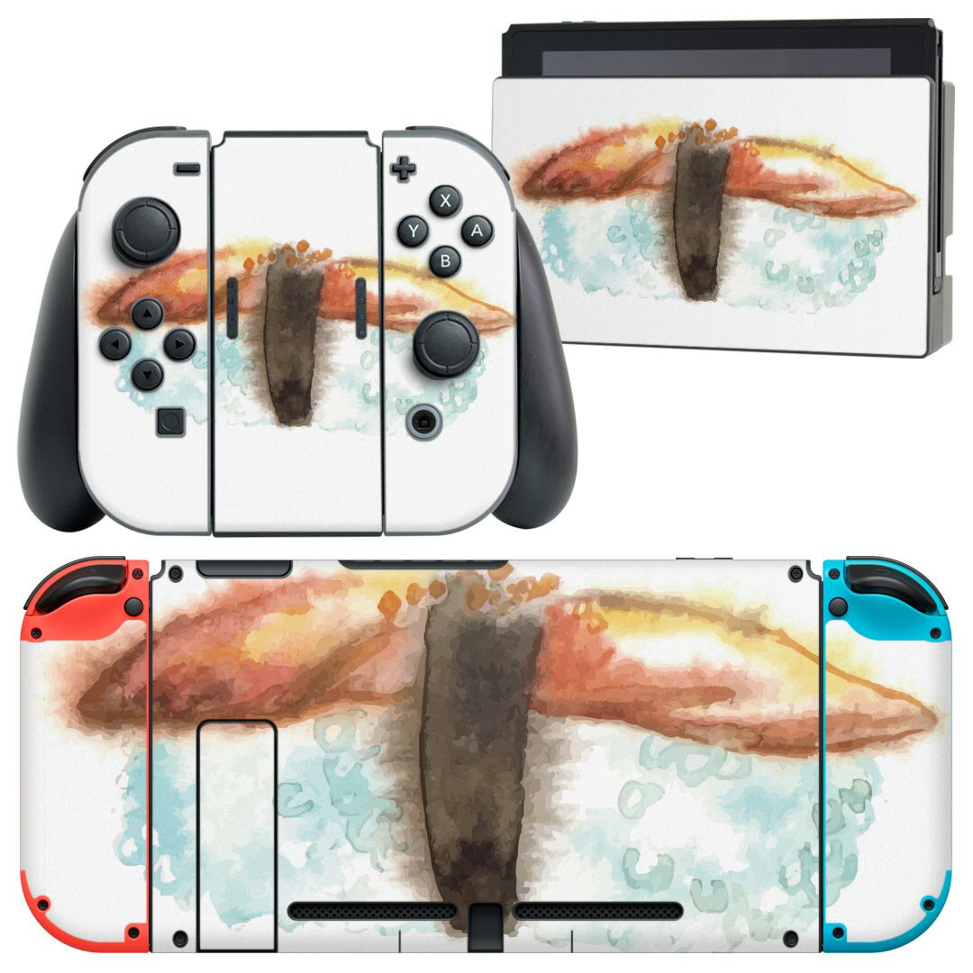 igsticker Nintendo Switch 用 デザインスキンシール 任天堂 ニンテンドー スイッチ 専用 本体ドック Joy-Con Joycon ジョイコン 専用 ゲーム機 カバー アクセサリー フィルム ステッカー 019852 寿司 お寿司 Sushi