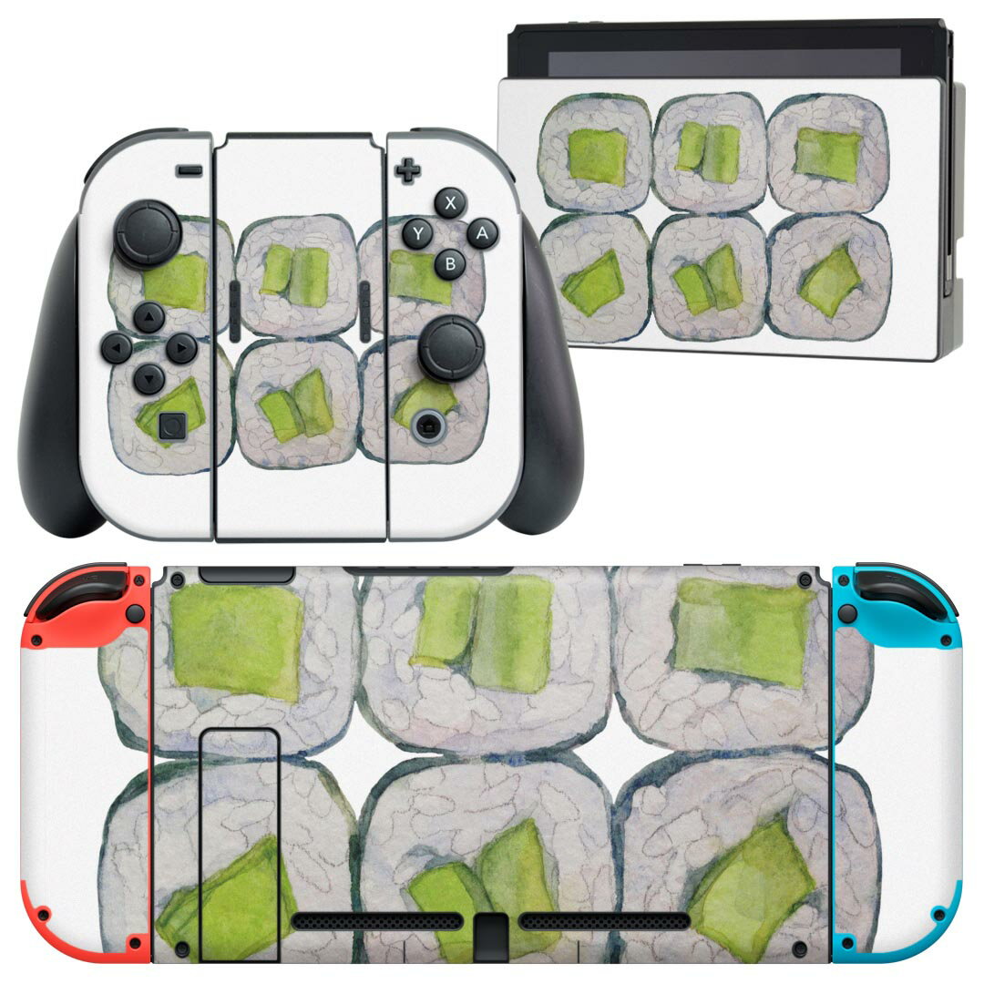 igsticker Nintendo Switch 用 デザインスキンシール 任天堂 ニンテンドー スイッチ 専用 本体ドック Joy-Con Joycon ジョイコン 専用 ゲーム機 カバー アクセサリー フィルム ステッカー 019860 寿司 お寿司 Sushi ご飯