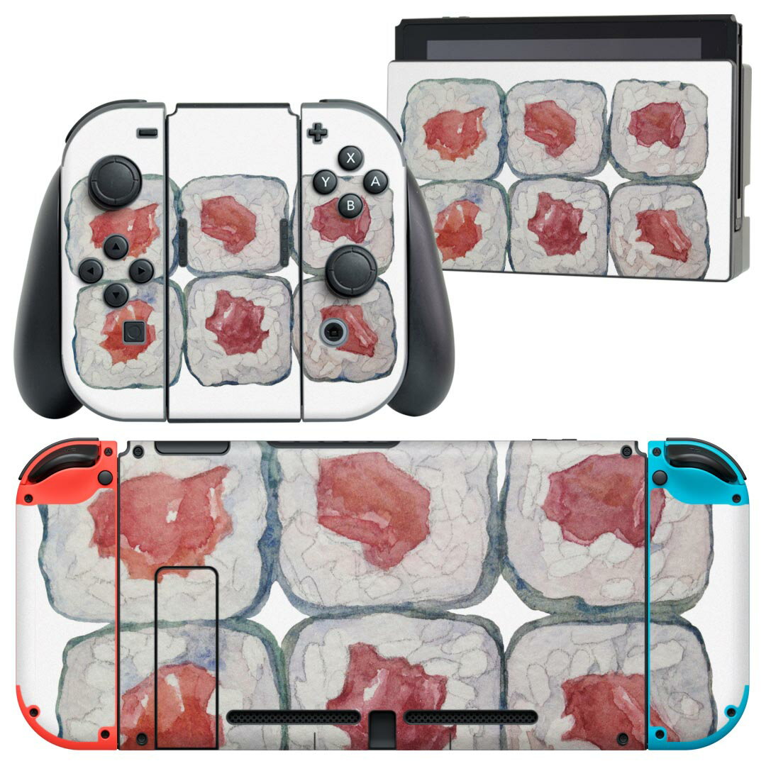 igsticker Nintendo Switch 用 デザインスキンシール 任天堂 ニンテンドー スイッチ 専用 本体ドック Joy-Con Joycon ジョイコン 専用 ゲーム機 カバー アクセサリー フィルム ステッカー 019871 寿司 お寿司 Sushi ご飯