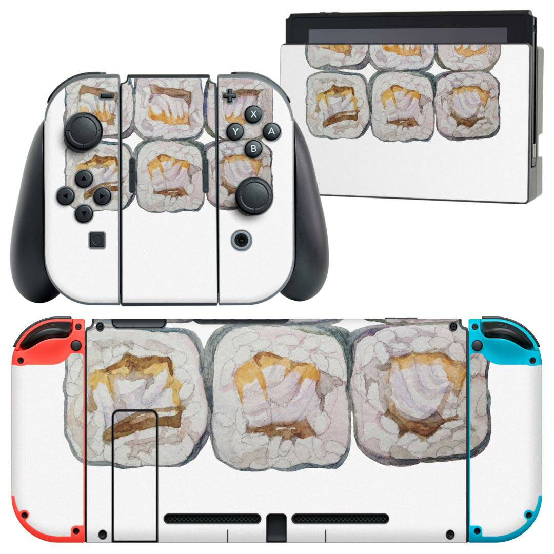 igsticker Nintendo Switch 用 デザインスキンシール 任天堂 ニンテンドー スイッチ 専用 本体ドック Joy-Con Joycon ジョイコン 専用 ゲーム機 カバー アクセサリー フィルム ステッカー 019873 寿司 お寿司 Sushi ご飯