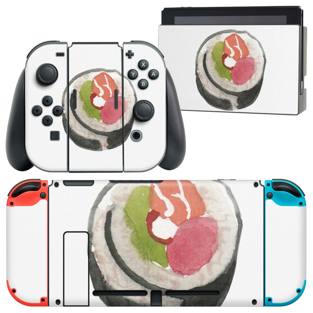 igsticker Nintendo Switch 用 デザインスキンシール 任天堂 ニンテンドー スイッチ 専用 本体ドック Joy-Con Joycon ジョイコン 専用 ゲーム機 カバー アクセサリー フィルム ステッカー 019890 寿司 お寿司 Sushi ご飯