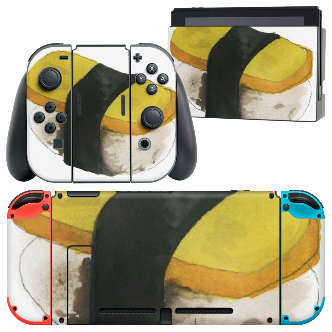 igsticker Nintendo Switch 用 デザインスキンシール 任天堂 ニンテンドー スイッチ 専用 本体ドック Joy-Con Joycon ジョイコン 専用 ゲーム機 カバー アクセサリー フィルム ステッカー 019895 寿司 お寿司 Sushi ご飯
