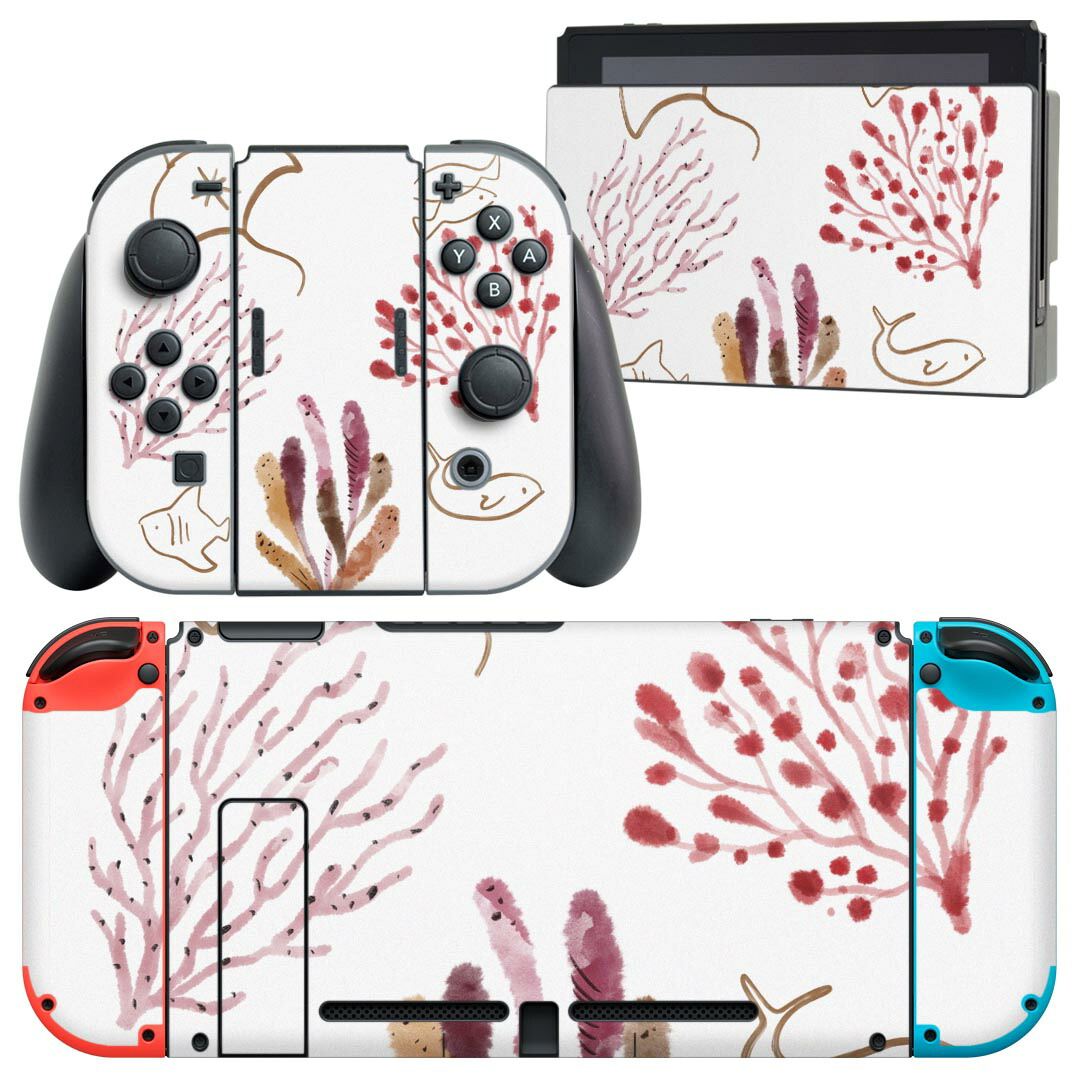 製品名 Nintendo Switch 本体裏面＆ドック正面＆ジョイコン専用 デザインスキンシール セット内容 Nintendo Switch 本体＆ドック＆ジョイコン用スキンシール（各1枚） ニンテンドースイッチ専用です。携帯機のSwitch LiteやProコンには対応していません。 商品特徴 再剥離性シートを素材に採用し、細かな位置調整がしやすく貼り直しが容易です。専用の業務プリンターを使い、商品画像と遜色のない美しい印刷仕上がり。 注意事項 画像はサンプルですので、ご覧の環境によっては多少色味に違いを感じる場合がございます。 イメージと違った、モニターと色味が異なるという理由での交換や返金はご対応出来かねます。スキンシールのみの販売で、ニンテンドースイッチ本体などは付属しません。シワができた場合、ドライヤーなどで軽く温め、外側に向けてシワを伸ばすように貼ってください。初回貼付時の位置調整や貼り直しは可能ですが、しっかりと押し付けて接着させた後の再剥離、再利用は保証しておりません。また接着部に油分や汚れが付着しますと角の部分は剥がれやすくなりますので、貼付時はあまり触れないようにご注意ください。無地のセミグロスシートにデザインをプリントした商品で、デコなどの加工はございません。 凹凸や光沢があるように見えたり布地や金属を素材にしたように見える商品もありますが、デザインの図版によるものです。印刷時に微妙な画像のズレが生じる場合がございます。ご注文後に1点1点制作する受注生産品の為、不良品以外のご返品や交換は固くお断りします。当店における繰り返しの実機テストでは問題ありませんでしたが、経過年数や使用環境により、シールを剥がす際に本体の塗装が一部剥がれる可能性があります。恐れ入りますが、万が一そのような状況になった場合でも当店ではゲーム機本体の保証は出来かねますので、予めご理解の上お求めください。 商品発送 完全受注生産のハンドメイド商品となりますので、既製品と比べて発送までお時間を頂いています。 基本的に決済確認後2?3営業日、最大で10営業日での発送となります。繁忙期や休業日明けの場合はさらに時間がかかる場合があります。 その際には別途メールにてご連絡致します。メール便の場合、発送日から到着までに2?4日ほどかかる場合が多く、紛失などの保障もご対応できかねます。あらかじめご了承下さい。