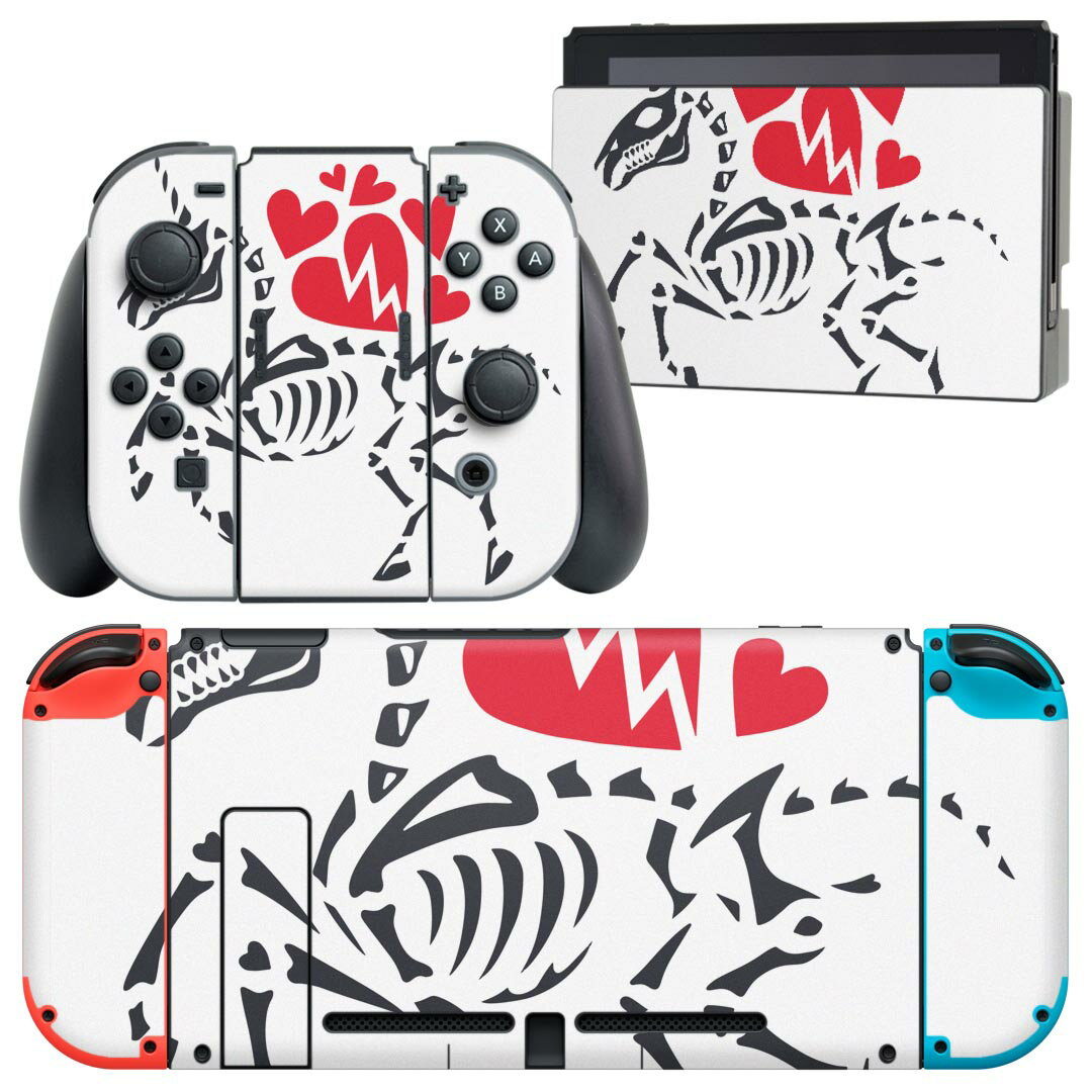 igsticker Nintendo Switch 用 デザインスキンシール 任天堂 ニンテンドー スイッチ 専用 本体ドック Joy-Con Joycon ジョイコン 専用 ゲーム機 カバー アクセサリー フィルム ステッカー 019972 デザイン 馬 骨
