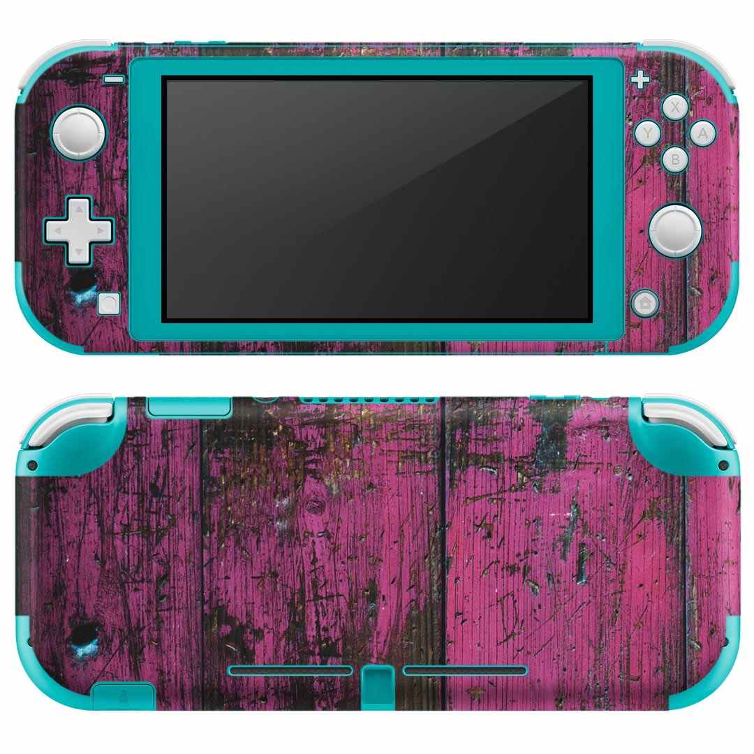 igsticker Nintendo Switch Lite 専用 デザインスキンシール 全面 ニンテンドー スイッチ ライト 専用 ゲーム機 カバー アクセサリー フィルム ステッカー エアフリー 000087 木目　ペンキ　ピンク