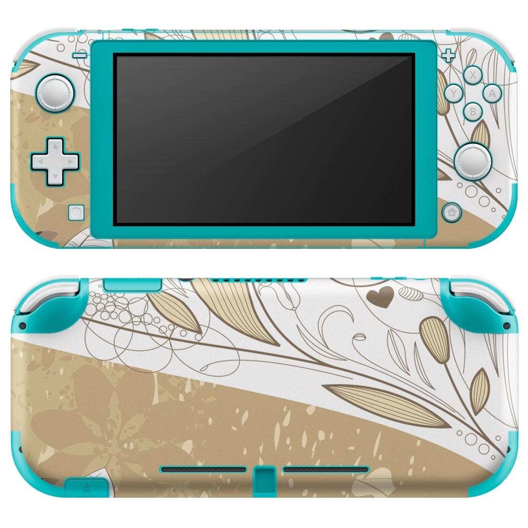 igsticker Nintendo Switch Lite 専用 デザインスキンシール 全面 ニンテンドー スイッチ ライト 専用 ゲーム機 カバー アクセサリー フィルム ステッカー エアフリー 000200 花 バイカラー 茶色