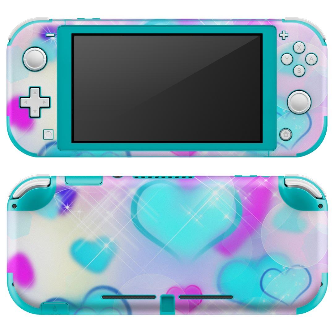 igsticker Nintendo Switch Lite 専用 デザインスキンシール 全面 ニンテンドー スイッチ ライト 専用 ゲーム機 カバー アクセサリー フィルム ステッカー エアフリー 000281 ハート デザイン