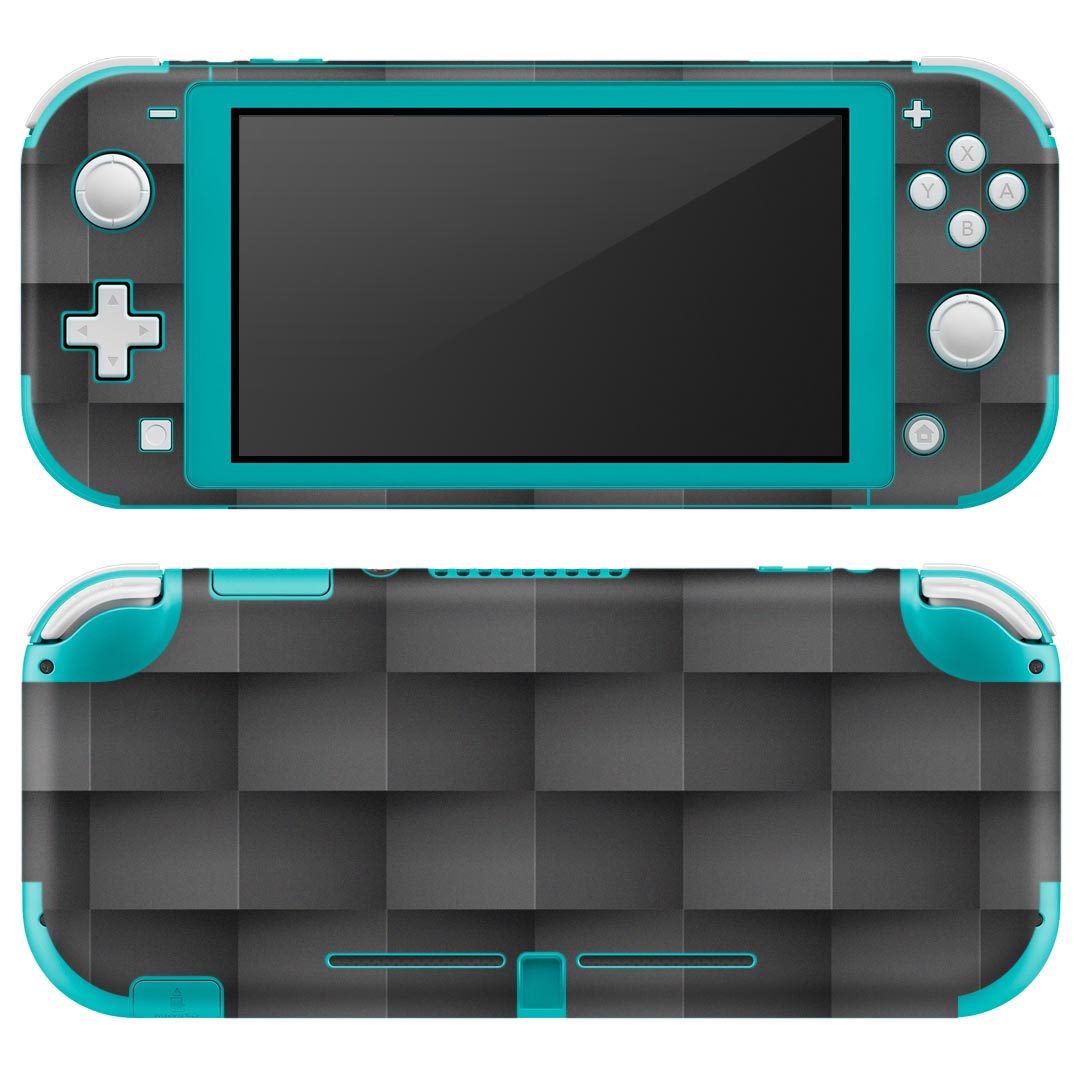 igsticker Nintendo Switch Lite 専用 デザインスキンシール 全面 ニンテンドー スイッチ ライト 専用 ゲーム機 カバー アクセサリー フィルム ステッカー エアフリー 000440 木目 市松模様　チェック　黒