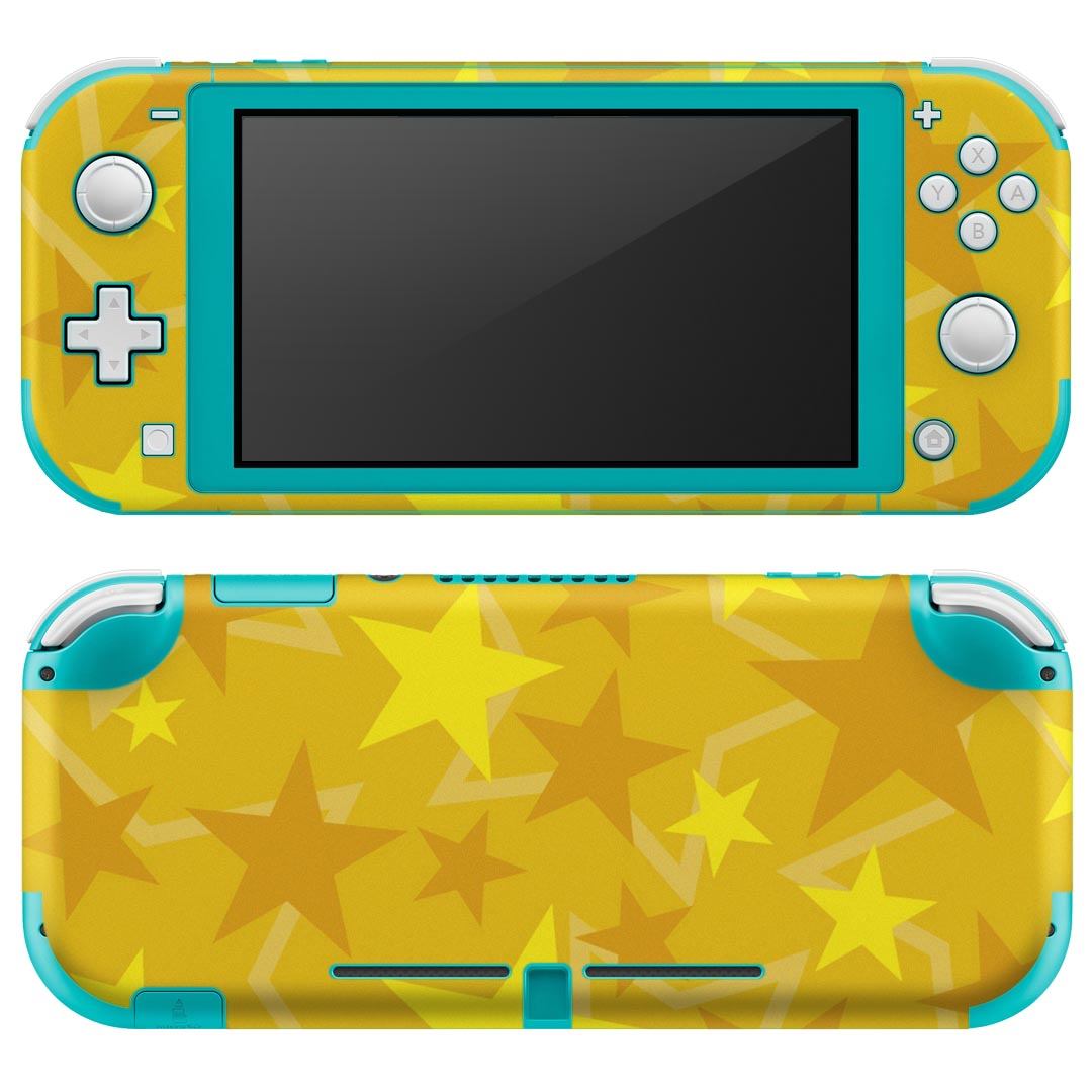 igsticker Nintendo Switch Lite 専用 デザインスキンシール 全面 ニンテンドー スイッチ ライト 専用 ゲーム機 カバー アクセサリー フィルム ステッカー エアフリー 000476 星　スター　黄色