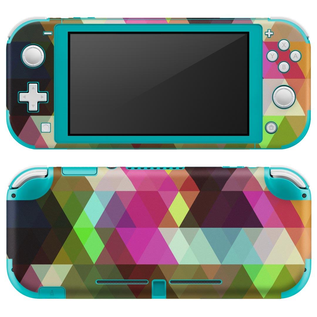 igsticker Nintendo Switch Lite 専用 デザインスキンシール 全面 ニンテンドー スイッチ ライト 専用 ゲーム機 カバー アクセサリー フィルム ステッカー エアフリー 000494 チェック カラフル