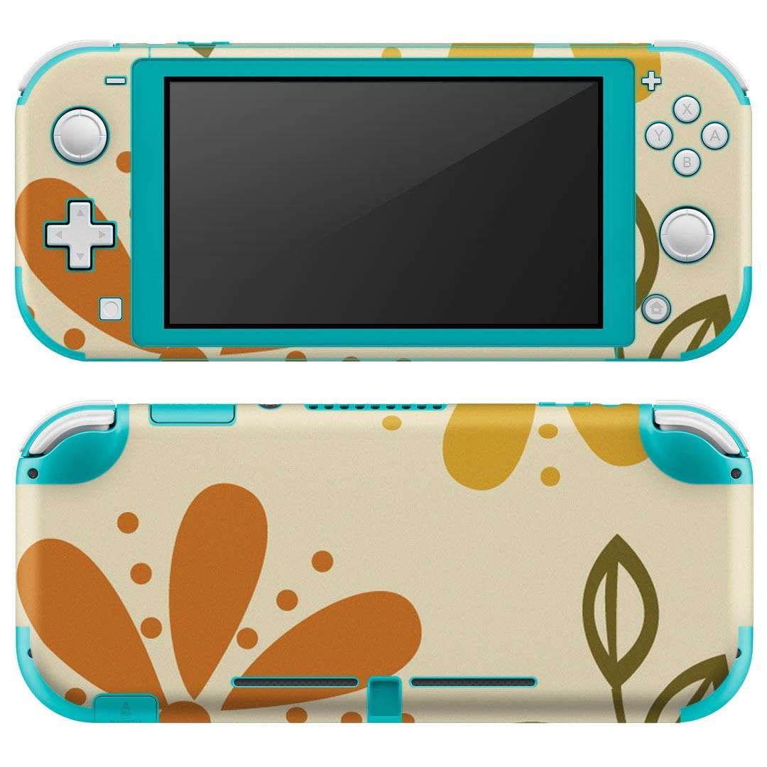 igsticker Nintendo Switch Lite 専用 デザインスキンシール 全面 ニンテンドー スイッチ ライト 専用 ゲーム機 カバー アクセサリー フィルム ステッカー エアフリー 000687 花　オレンジ