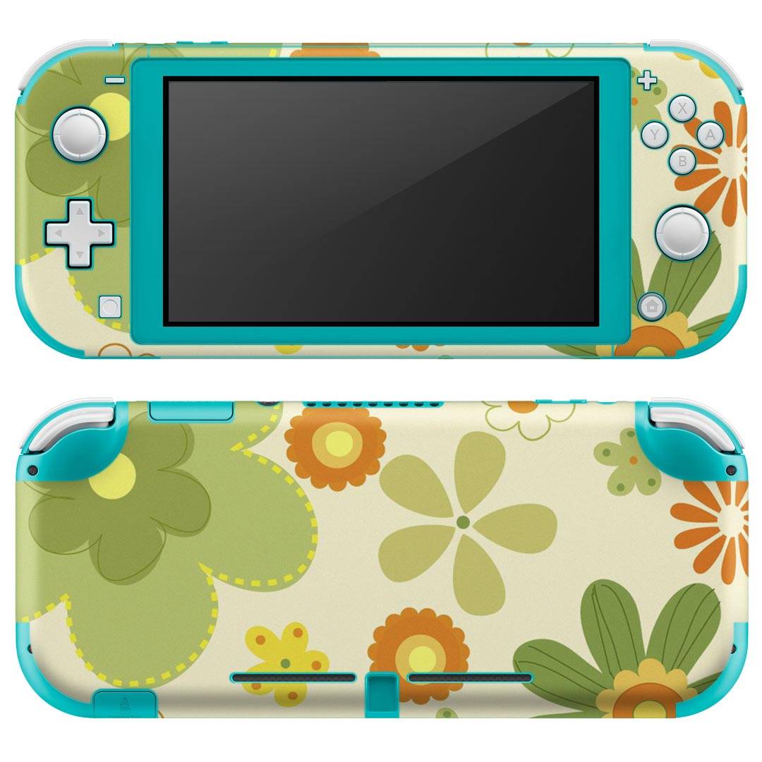 igsticker Nintendo Switch Lite 専用 デザインスキンシール 全面 ニンテンドー スイッチ ライト 専用 ゲーム機 カバー アクセサリー フィルム ステッカー エアフリー 000700 花 黄緑