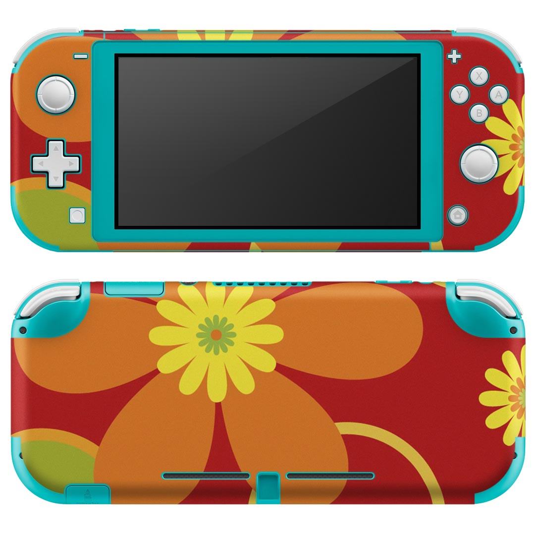 igsticker Nintendo Switch Lite 専用 デザインスキンシール 全面 ニンテンドー スイッチ ライト 専用 ゲーム機 カバー アクセサリー フィルム ステッカー エアフリー 000726 花　オレンジ