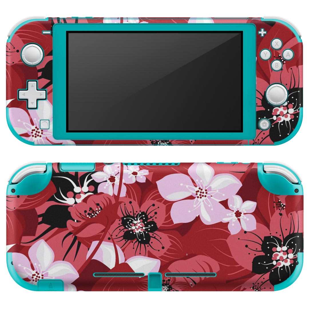 igsticker Nintendo Switch Lite 専用 デザインスキンシール 全面 ニンテンドー スイッチ ライト 専用 ゲーム機 カバー アクセサリー フィルム ステッカー エアフリー 000751 花 赤色