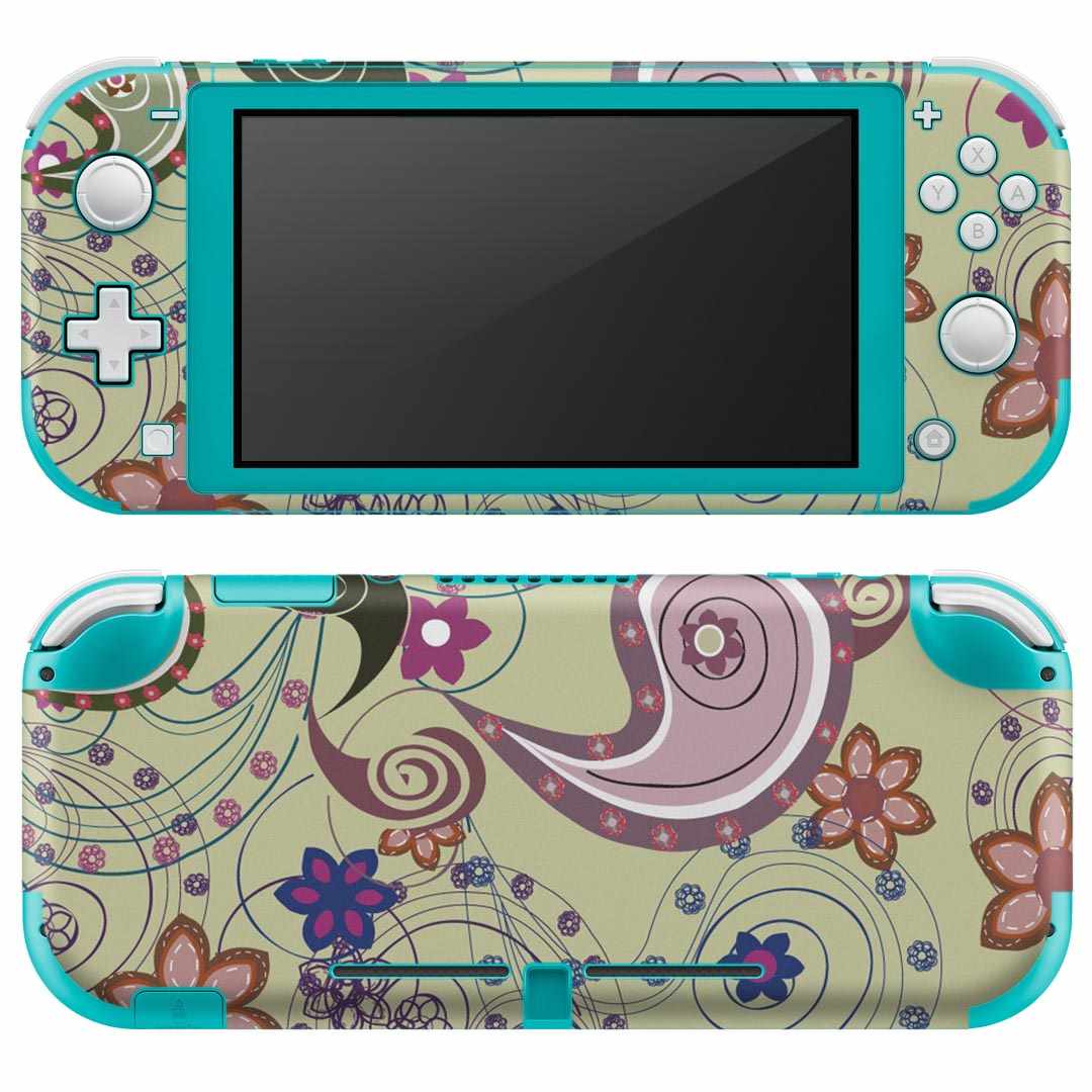 igsticker Nintendo Switch Lite 専用 デザインスキンシール 全面 ニンテンドー スイッチ ライト 専用 ゲーム機 カバー アクセサリー フィルム ステッカー エアフリー 000794 ペイズリー 花