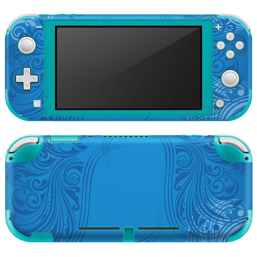igsticker Nintendo Switch Lite 専用 デザインスキンシール 全面 ニンテンドー スイッチ ライト 専用 ゲーム機 カバー アクセサリー フィルム ステッカー エアフリー 000795 ダマスク　ブルー