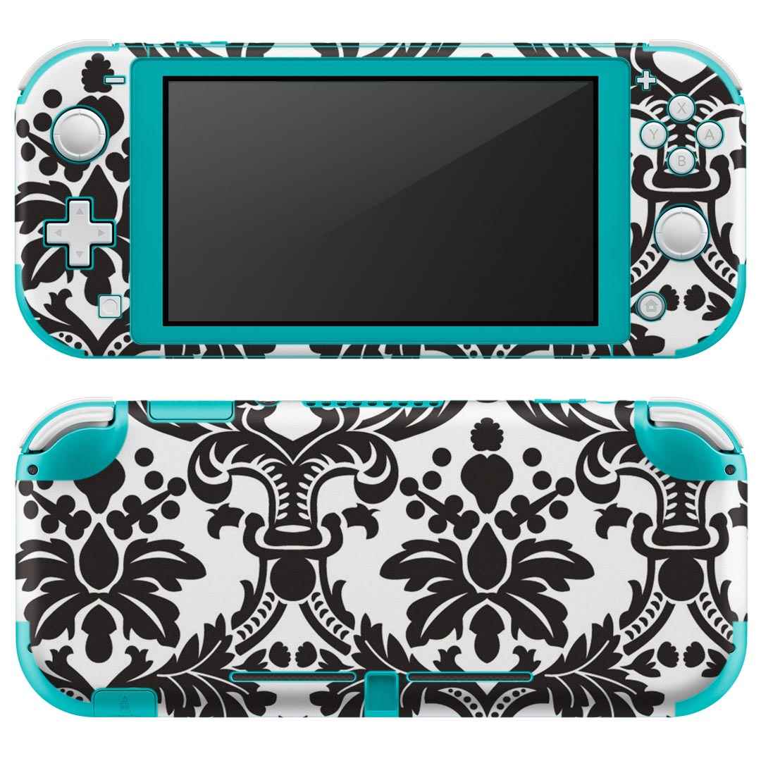 igsticker Nintendo Switch Lite 専用 デザインスキンシール 全面 ニンテンドー スイッチ ライト 専用 ゲーム機 カバー アクセサリー フィルム ステッカー エアフリー 000796 ダマスク モノトーン