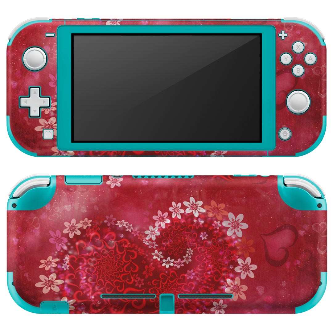 igsticker Nintendo Switch Lite 専用 デザインスキンシール 全面 ニンテンドー スイッチ ライト 専用 ゲーム機 カバー アクセサリー フィルム ステッカー エアフリー 000816 ハート　花