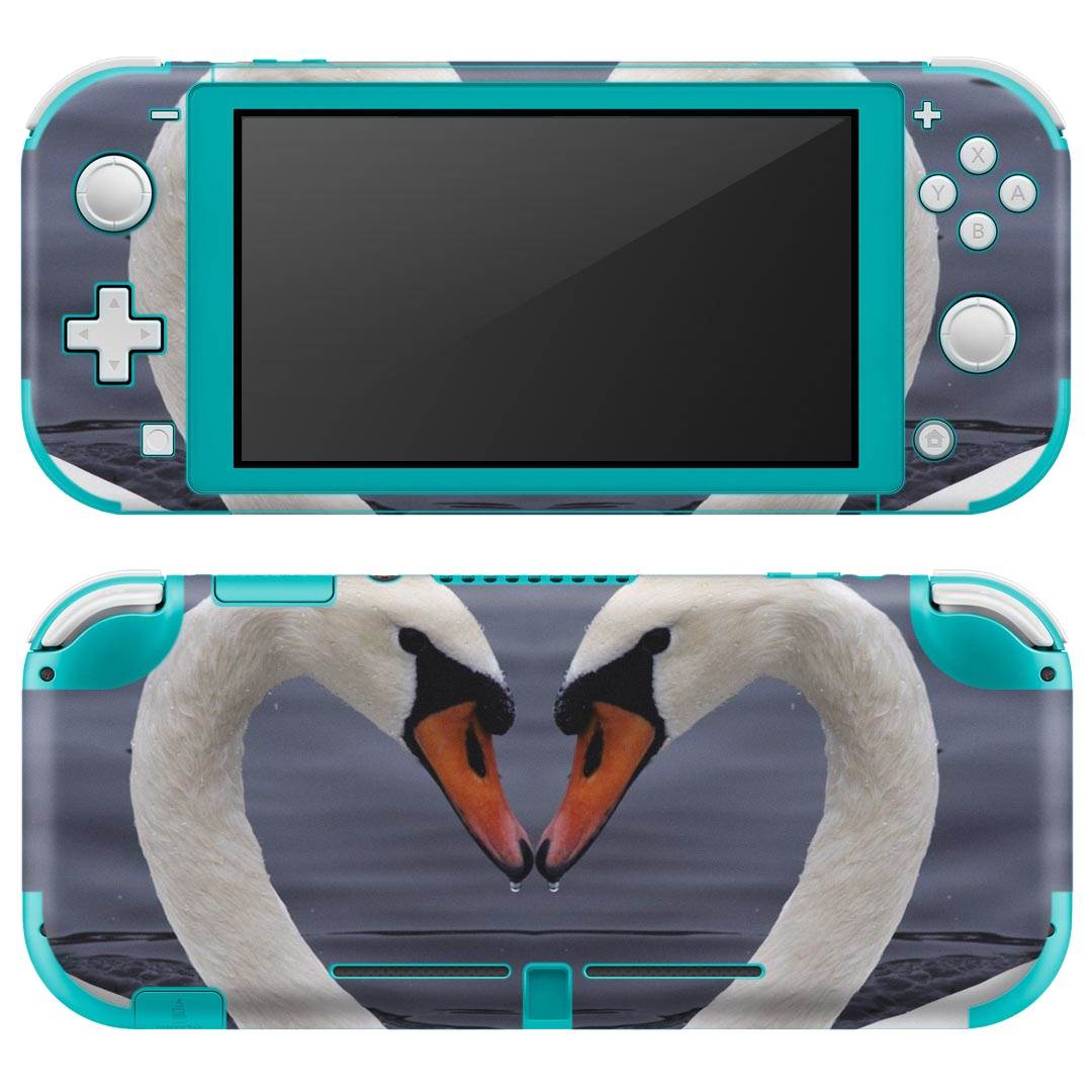 igsticker Nintendo Switch Lite 専用 デザインスキンシール 全面 ニンテンドー スイッチ ライト 専用 ゲーム機 カバー アクセサリー フィルム ステッカー エアフリー 000823 白鳥　ハート