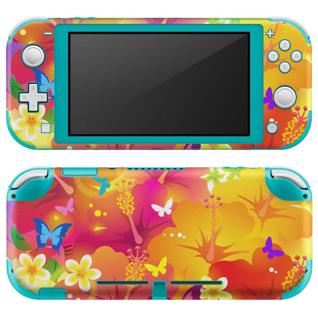 igsticker Nintendo Switch Lite 専用 デザインスキンシール 全面 ニンテンドー スイッチ ライト 専用 ゲーム機 カバー アクセサリー フィルム ステッカー エアフリー 000914 蝶々 花