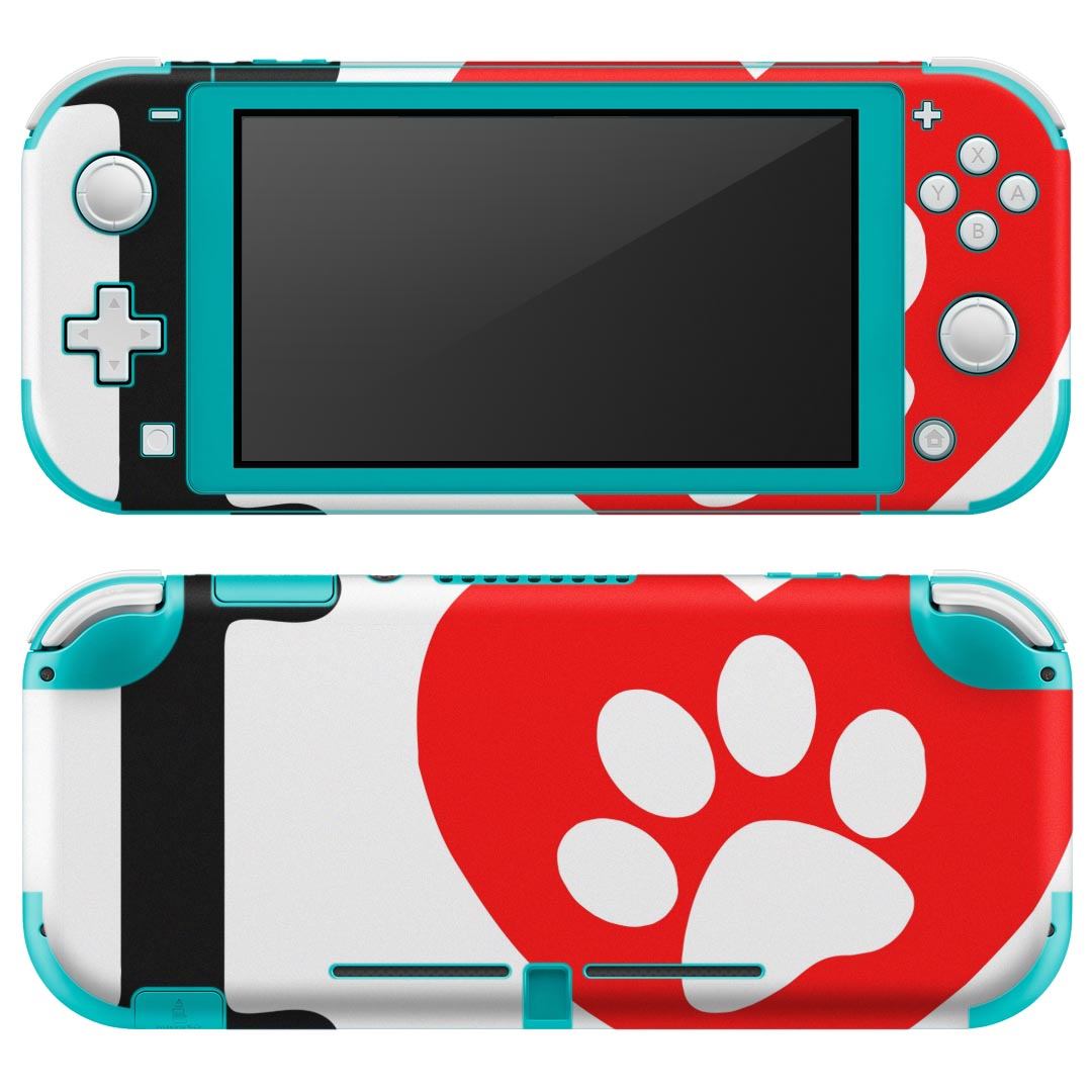 igsticker Nintendo Switch Lite 専用 デザインスキンシール 全面 ニンテンドー スイッチ ライト 専用 ゲーム機 カバー アクセサリー フィルム ステッカー エアフリー 000921 犬　ハート