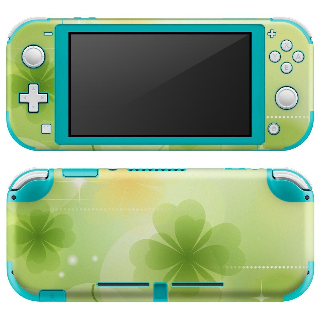 igsticker Nintendo Switch Lite 専用 デザインスキンシール 全面 ニンテンドー スイッチ ライト 専用 ゲーム機 カバー アクセサリー フィルム ステッカー エアフリー 000991 クローバー　キラキラ