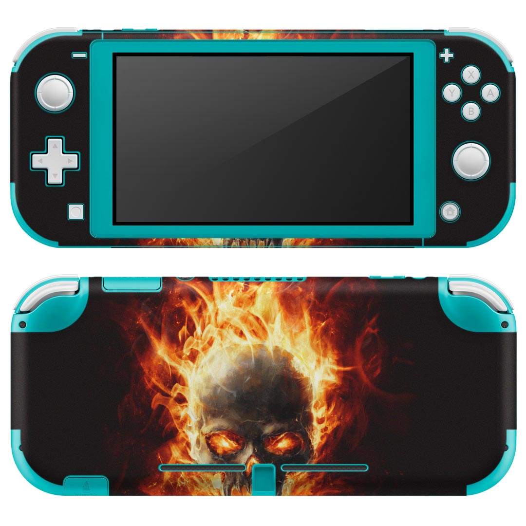 igsticker Nintendo Switch Lite 専用 デザインスキンシール 全面 ニンテンドー スイッチ ライト 専用 ゲーム機 カバー アクセサリー フィルム ステッカー エアフリー 001050 スカル　炎