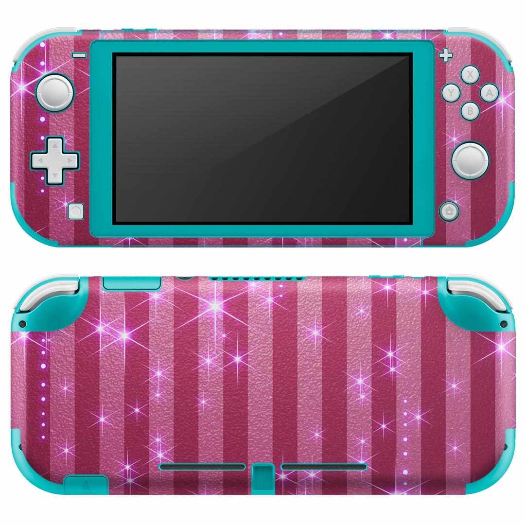 igsticker Nintendo Switch Lite 専用 デザインスキンシール 全面 ニンテンドー スイッチ ライト 専用 ゲーム機 カバー アクセサリー フィルム ステッカー エアフリー 001076 ストライプ　キラキラ
