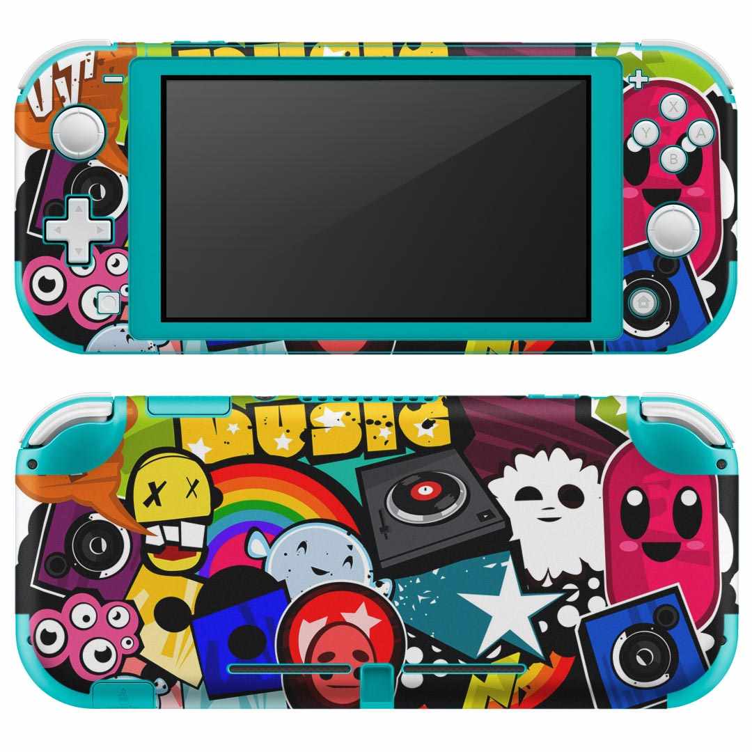 igsticker Nintendo Switch Lite 専用 デザインスキンシール 全面 ニンテンドー スイッチ ライト 専用 ゲーム機 カバー アクセサリー フィルム ステッカー エアフリー 001077 クール 音楽 レコード