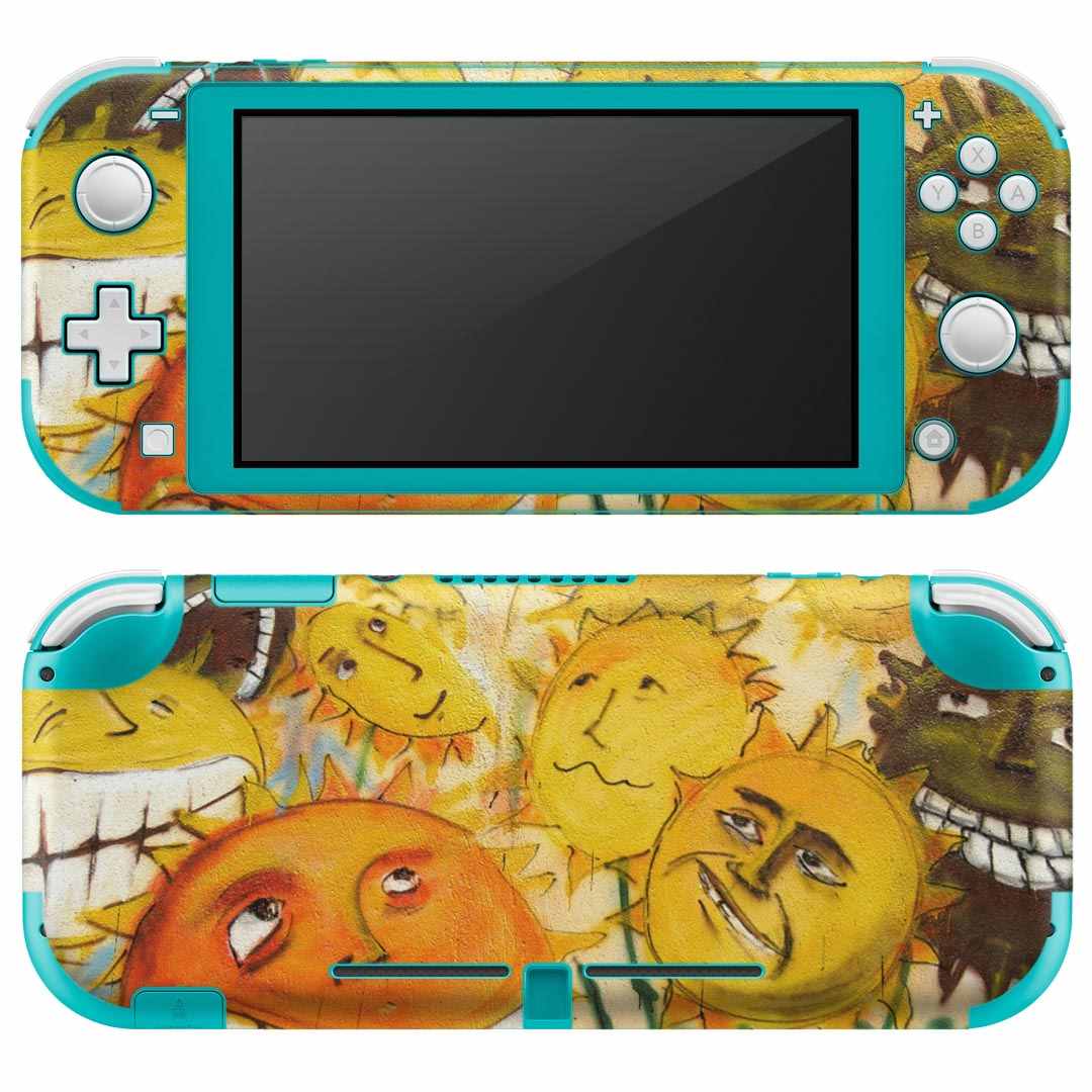 igsticker Nintendo Switch Lite 専用 デザインスキンシール 全面 ニンテンドー スイッチ ライト 専用 ゲーム機 カバー アクセサリー フィルム ステッカー エアフリー 001082 クール ひまわり　顔