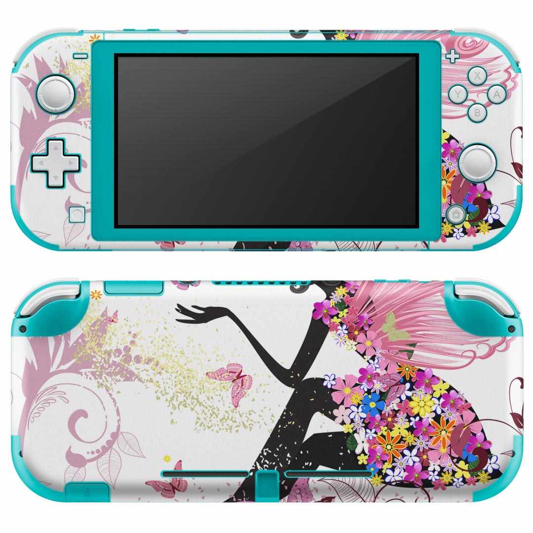 igsticker Nintendo Switch Lite 専用 デザインスキンシール 全面 ニンテンドー スイッチ ライト 専用 ゲーム機 カバー アクセサリー フィルム ステッカー エアフリー 001181 クール 妖精 蝶々 花