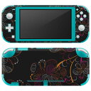 igsticker Nintendo Switch Lite 専用 デザインスキンシール 全面 ニンテンドー スイッチ ライト 専用 ゲーム機 カバー アクセサリー フィルム ステッカー エアフリー 001255 花 黒(2)