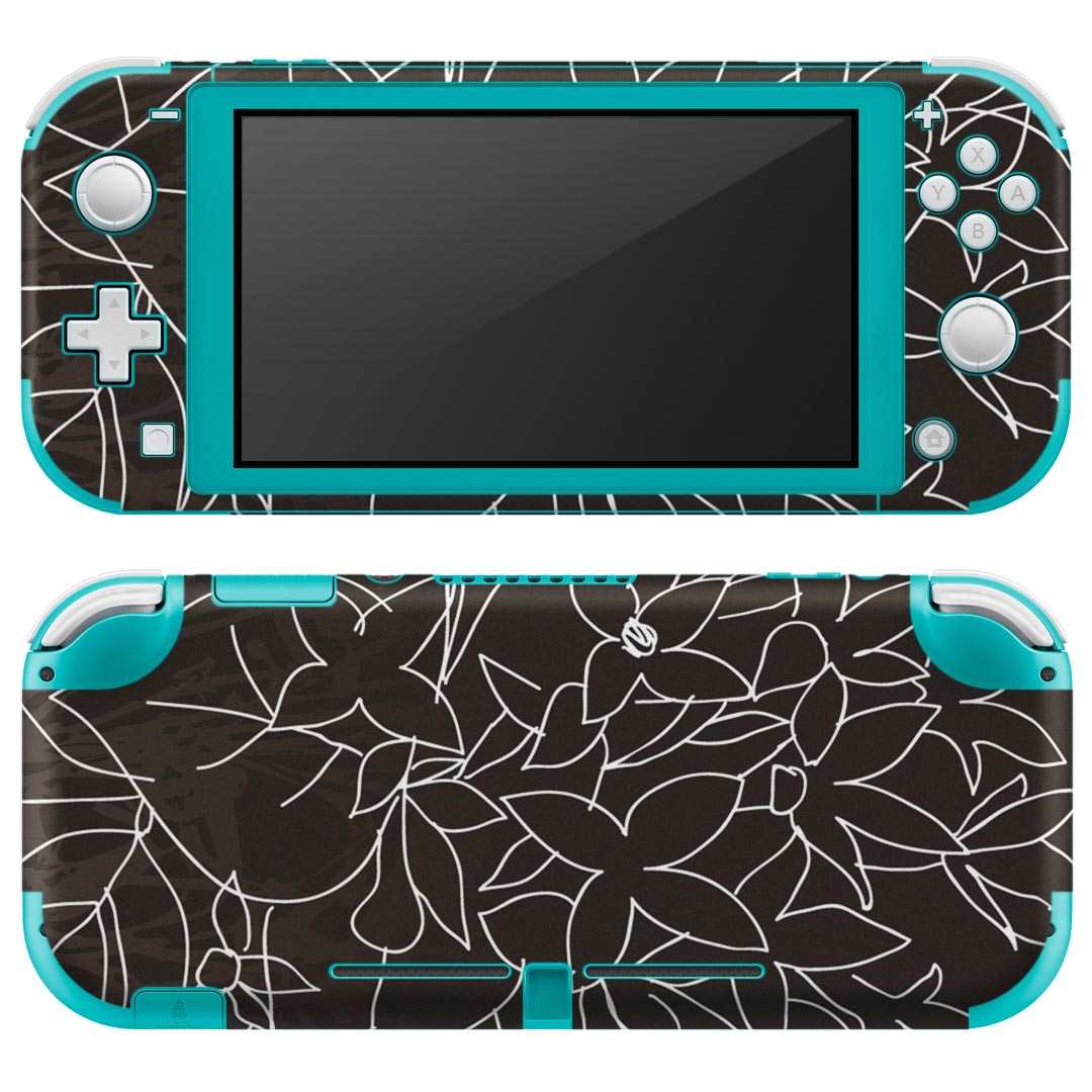 igsticker Nintendo Switch Lite 専用 デザインスキンシール 全面 ニンテンドー スイッチ ライト 専用 ゲーム機 カバー アクセサリー フィルム ステッカー エアフリー 001256 花 黒