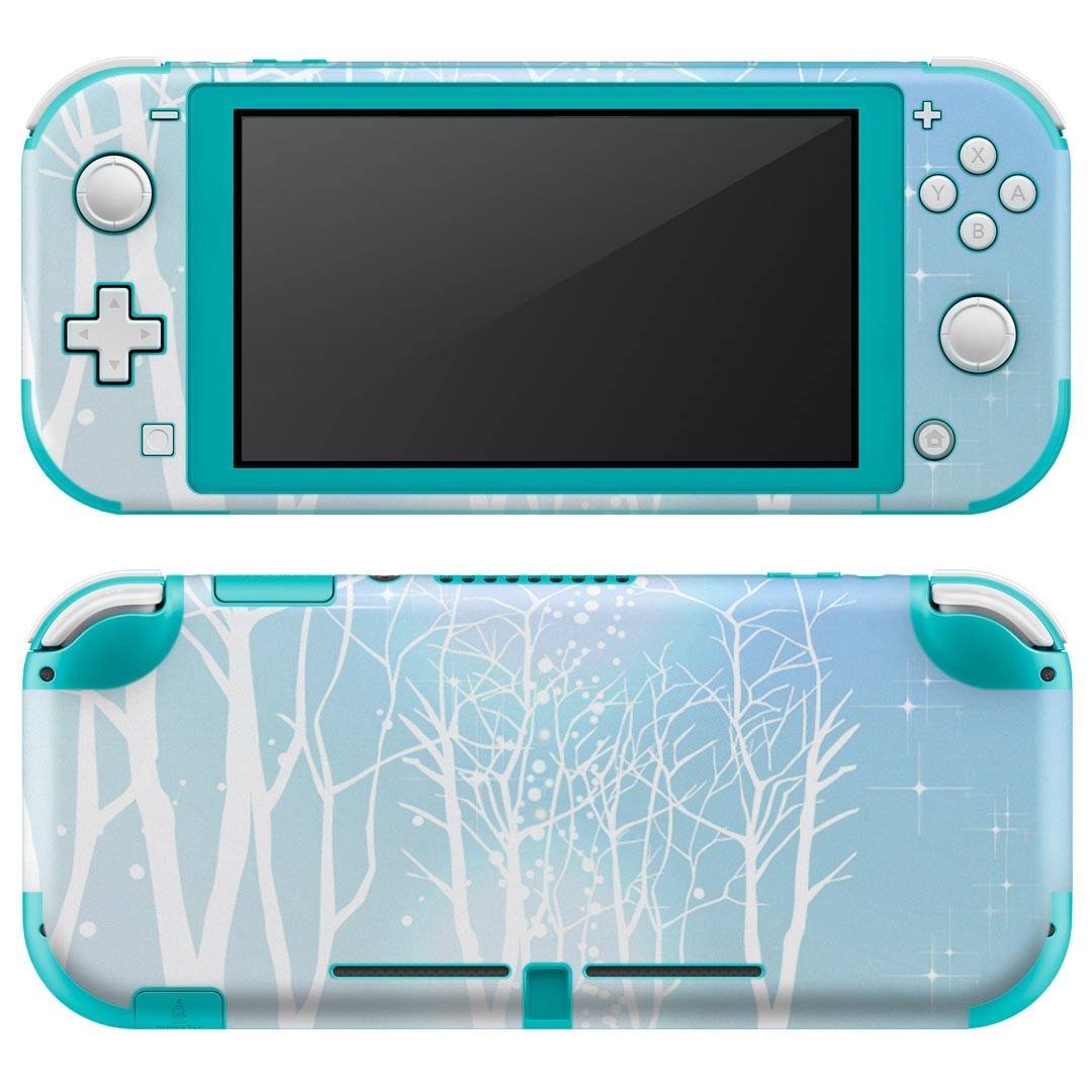 igsticker Nintendo Switch Lite 専用 デザインスキンシール 全面 ニンテンドー スイッチ ライト 専用 ゲーム機 カバー アクセサリー フィルム ステッカー エアフリー 001451 雪景色　水色