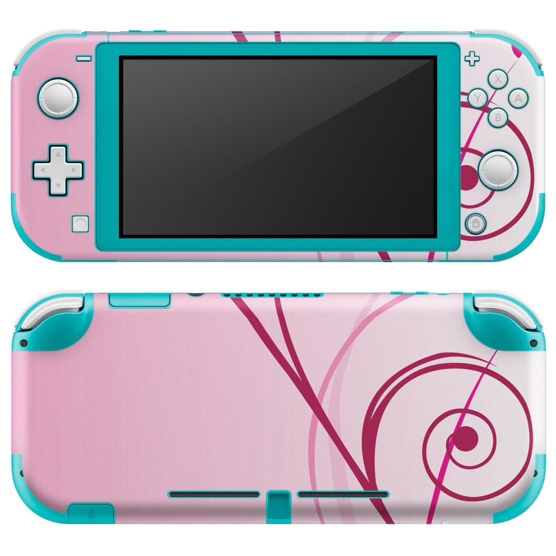 igsticker Nintendo Switch Lite 専用 デザインスキンシール 全面 ニンテンドー スイッチ ライト 専用 ゲーム機 カバー アクセサリー フィルム ステッカー エアフリー 001537 蝶　ピンク