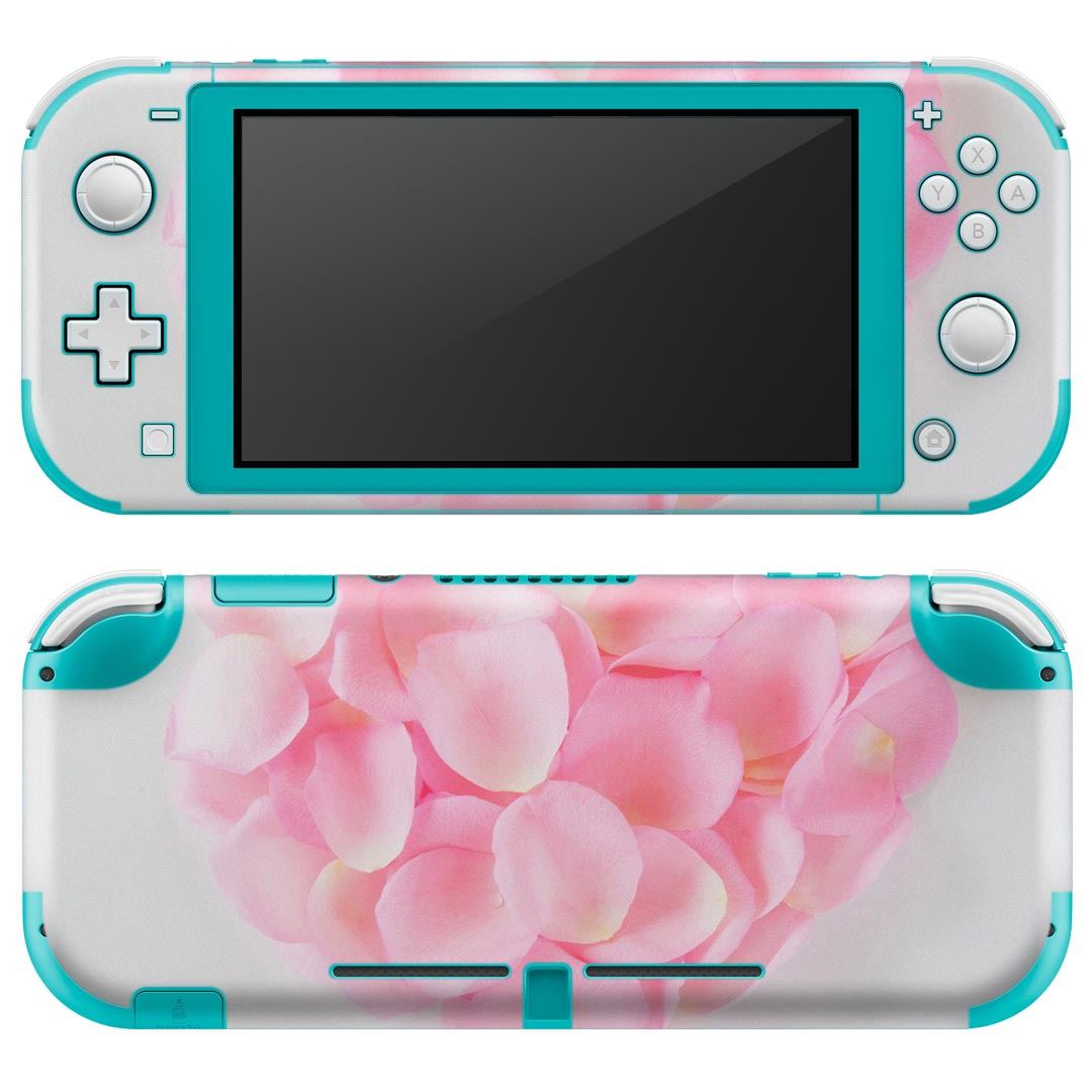 igsticker Nintendo Switch Lite 専用 デザインスキンシール 全面 ニンテンドー スイッチ ライト 専用 ゲーム機 カバー アクセサリー フィルム ステッカー エアフリー 001576 花　ハート　花びら