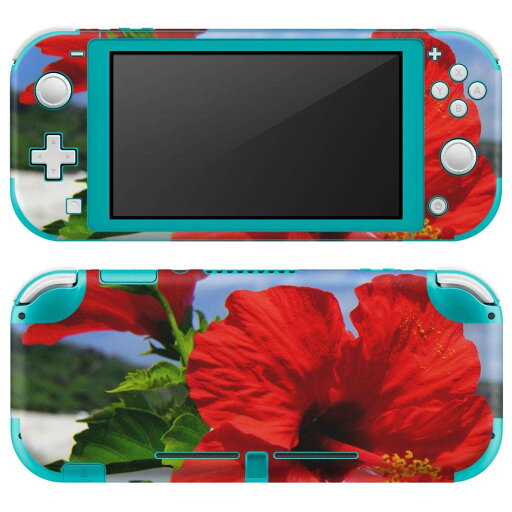 igsticker Nintendo Switch Lite 専用 デザインスキンシール 全面 ニンテンドー スイッチ ライト 専用 ゲーム機 カバー アクセサリー フィルム ステッカー エアフリー 001577 ハイビスカス 青空