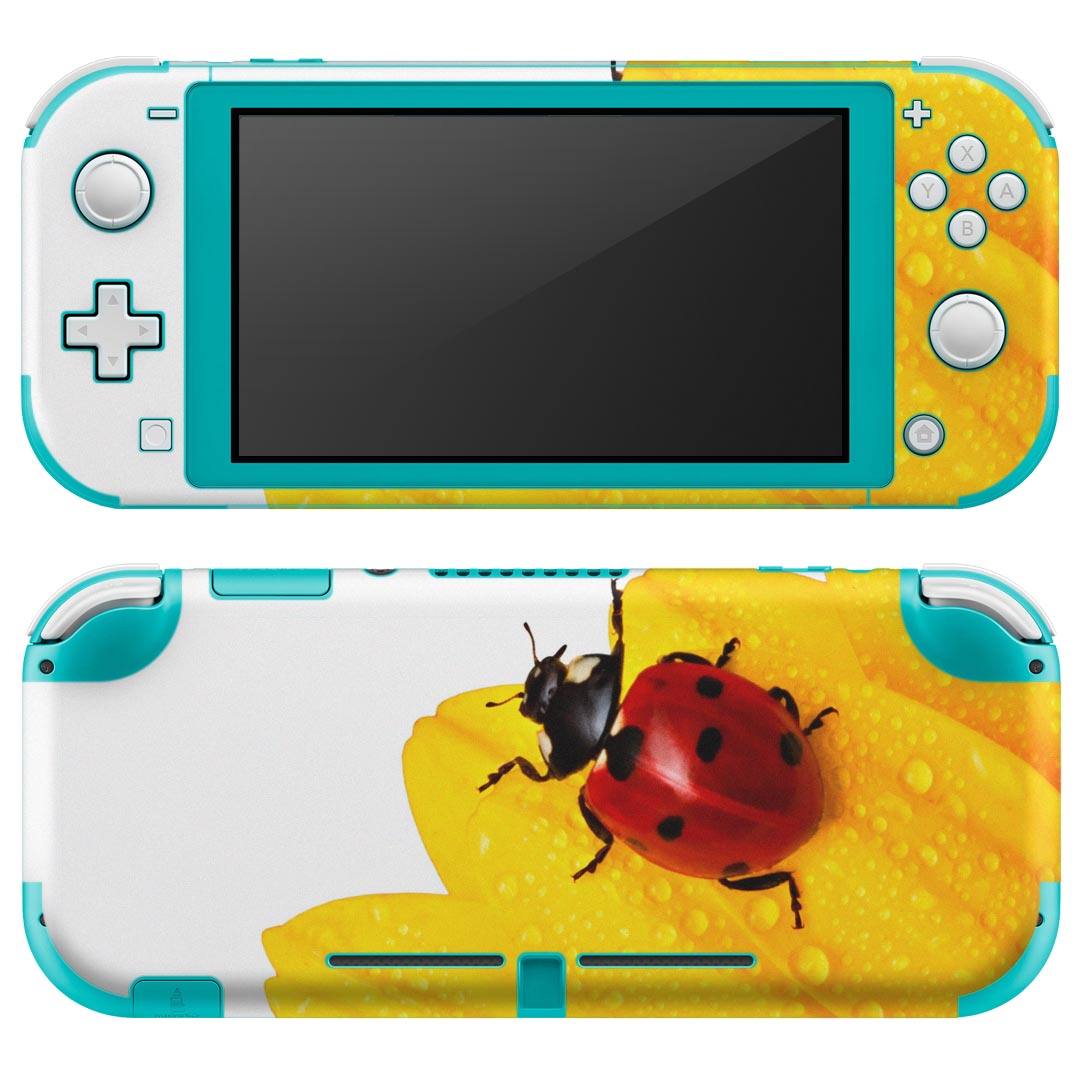 igsticker Nintendo Switch Lite 専用 デザインスキンシール 全面 ニンテンドー スイッチ ライト 専用 ゲーム機 カバー アクセサリー フィルム ステッカー エアフリー 001580 花　テントウムシ　花びら