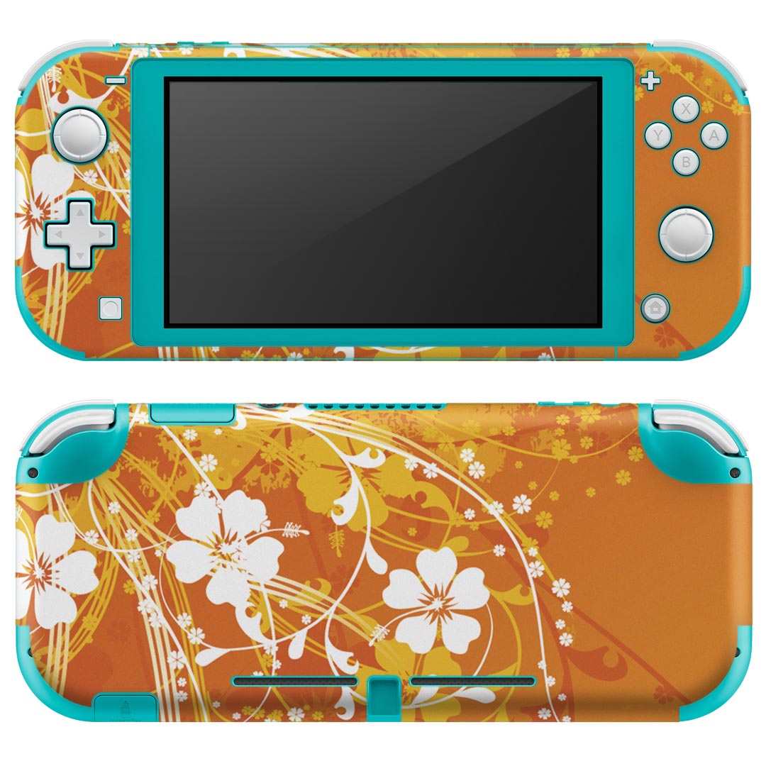 igsticker Nintendo Switch Lite 専用 デザインスキンシール 全面 ニンテンドー スイッチ ライト 専用 ゲーム機 カバー アクセサリー フィルム ステッカー エアフリー 001955 花　　オレンジ