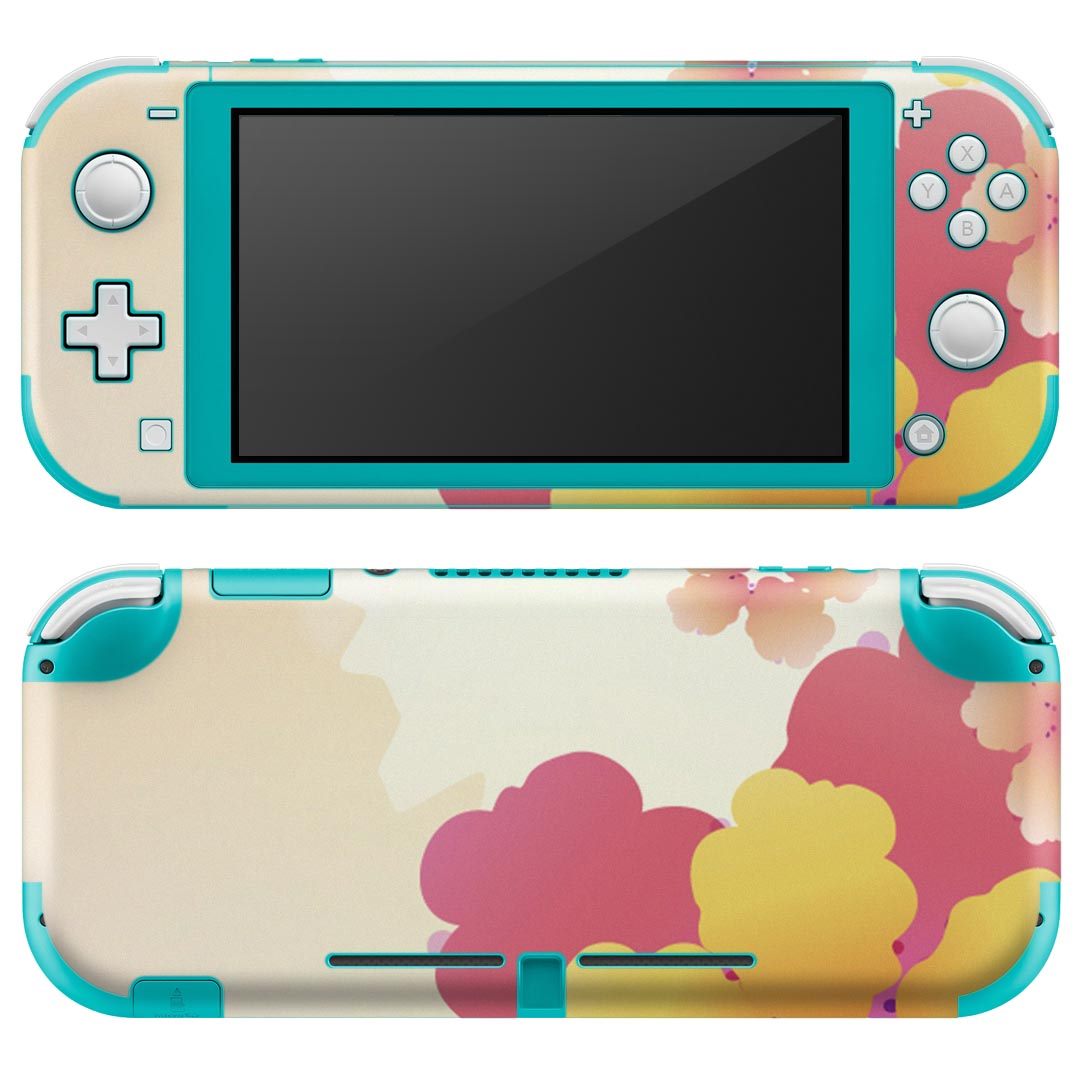 igsticker Nintendo Switch Lite 専用 デザインスキンシール 全面 ニンテンドー スイッチ ライト 専用 ゲーム機 カバー アクセサリー フィルム ステッカー エアフリー 001970 花　　ピンク　黄色