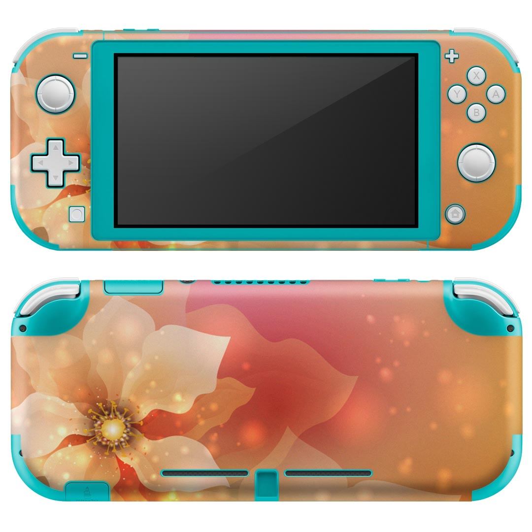 igsticker Nintendo Switch Lite 専用 デザインスキンシール 全面 ニンテンドー スイッチ ライト 専用 ゲーム機 カバー アクセサリー フィルム ステッカー エアフリー 001994 花　　オレンジ