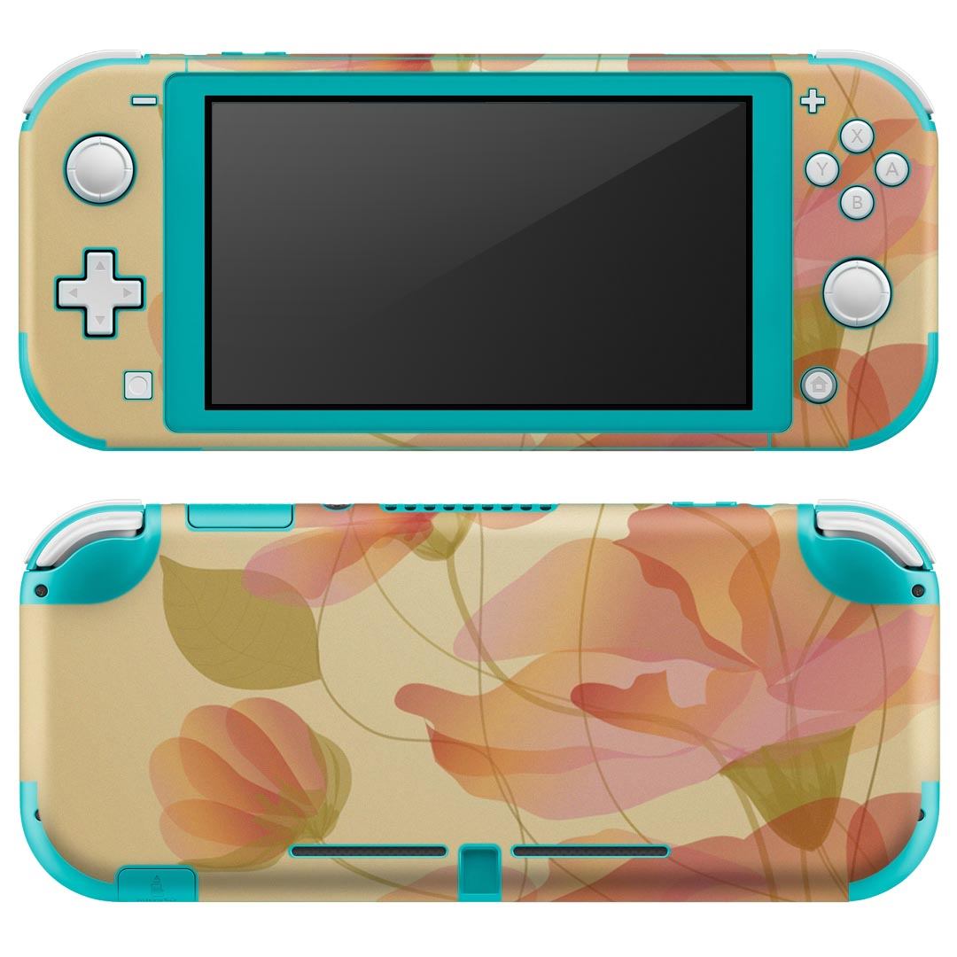 igsticker Nintendo Switch Lite 専用 デザインスキンシール 全面 ニンテンドー スイッチ ライト 専用 ゲーム機 カバー アクセサリー フィルム ステッカー エアフリー 002041 花　　ピンク