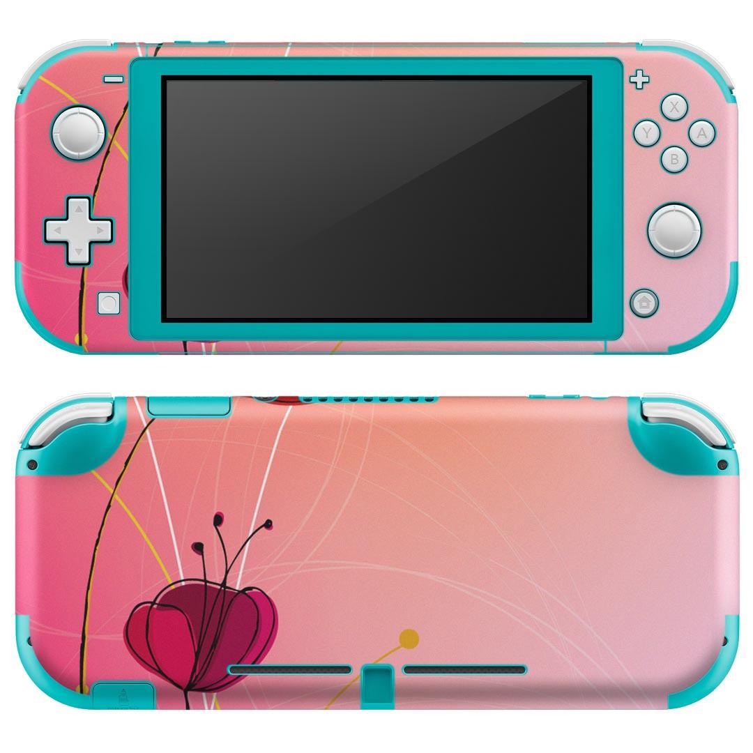 igsticker Nintendo Switch Lite 専用 デザインスキンシール 全面 ニンテンドー スイッチ ライト 専用 ゲーム機 カバー アクセサリー フィルム ステッカー エアフリー 002049 花　　赤