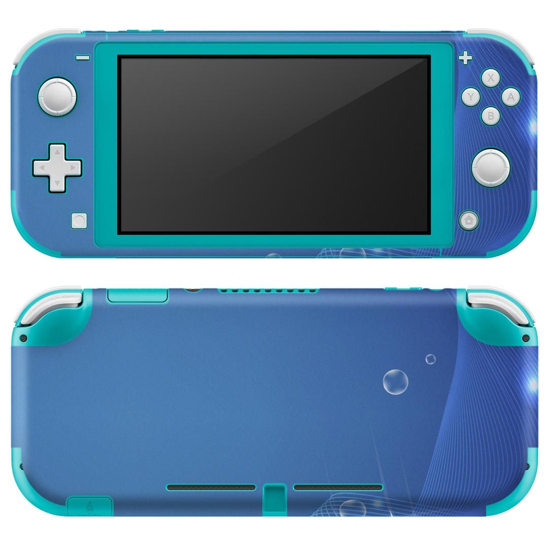 igsticker Nintendo Switch Lite 専用 デザインスキンシール 全面 ニンテンドー スイッチ ライト 専用 ゲーム機 カバー アクセサリー フィルム ステッカー エアフリー 002235 木目 シンプル　青